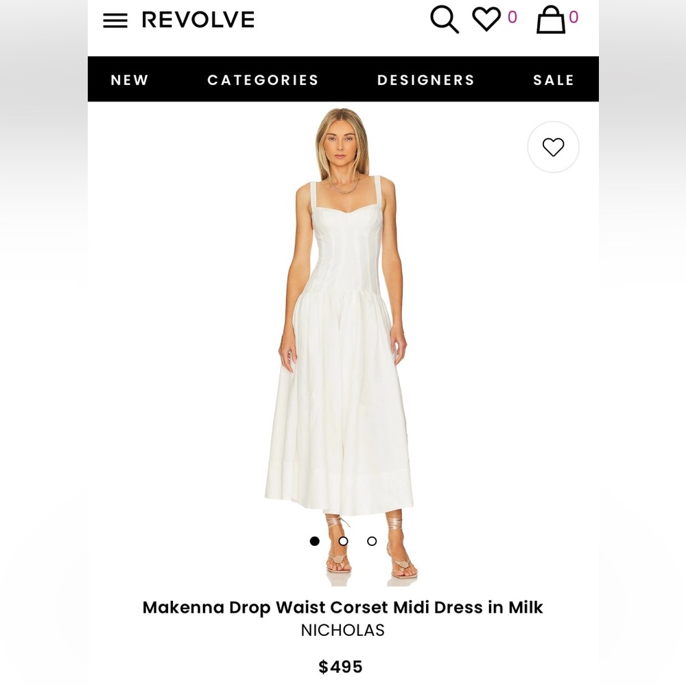 Nicholas The Label Makenna Linen Corset Midi Dress Size 2 Color Milk (worn once)